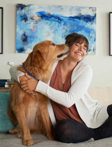 Dog with woman 360x472