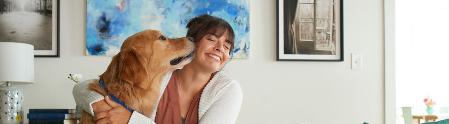 Head Banner Dog Woman kissing